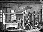19th Century paper making, illustration