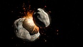 Collision between two asteroids