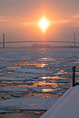 Detroit River in winter, USA