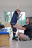 Cerebral palsy patient doing exercises