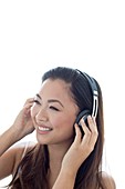 Woman wearing headphones