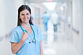 Female doctor smiling towards camera