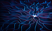 Wavy blue illuminated lines, illustration