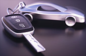 Car key and key fob, illustration