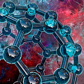 Buckyball molecule C60 detail, illustration