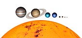 Sun and its planets, illustration