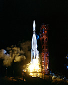 Ranger 1 spacecraft launch, Atlas-Agena rocket, 1961