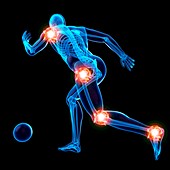Person playing football, joints, illustration