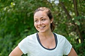 Woman smiling and looking away