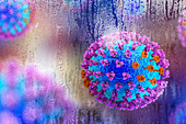 Flu viruses, conceptual illustration