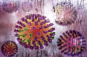 Flu viruses, Michigan strain, illustration