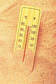 Thermometer in sand