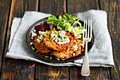 Celeriac fritters with blue cheese