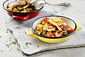 Low-carb halloumi on a bed of colourful fried vegetables