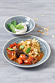 Eggplant and tomato tagine with couscous