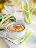 A creamy eggplant and herb dip
