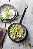 Italian-style scrambled eggs with Parmesan and basil