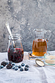 Blackberry and blueberry vinegar and kombucha