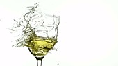 Wine glass shattering, slow motion