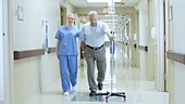 Patient in hospital corridor