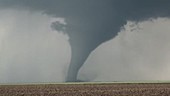 Tornado over plains farmland, Kansas, USA