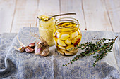 Garlic paste and pickled garlic