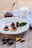 Blueberry jam on cookies