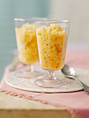 Melon and pineapple granita with mint