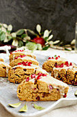 Guava Pomegranate Scones on a silver platter served with milk