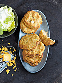 Potato fritters with cauliflowers and Cheddar cheese (low carb)