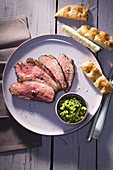 Grilled picanha with mango chimichurri