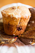 A vegan muffin with sugar glaze