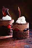Black Forest style chocolate mousse tartlets