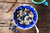Overnight oats with blueberries and nuts