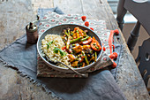 Paneer and vegtable curry with basmitti rice