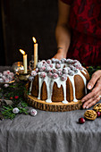 Christmas bundt cake with cranberries