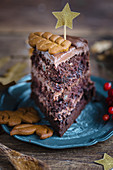 Vegan chocolate gingerbread layer cake