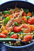 Shrimps with tomatoes and quinoa