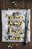 White chocolate with pistachios and almonds