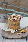 Orange gingerbread with caramelized almond flakes