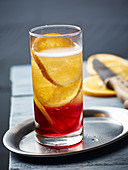 A champagne cocktail with Campari