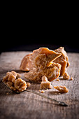 Jaggery on a Wooden Board