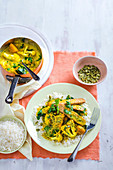 Tempeh and Cauliflower Curry with Coriander Pesto