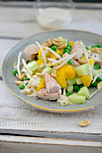 Chicken salad with mango and cucumber