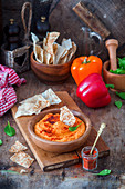 Hummus with roast bell pepper
