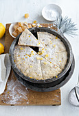 Lemon and ginger shortbread in a tin