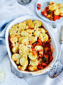 Potato bake with vegetables and cheese