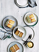 Brown butter cake with lemon curd and white chocolate cream