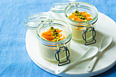 Steamed apricot semolina with pistachio nuts
