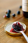 A spoonful of apple and blackberry jam